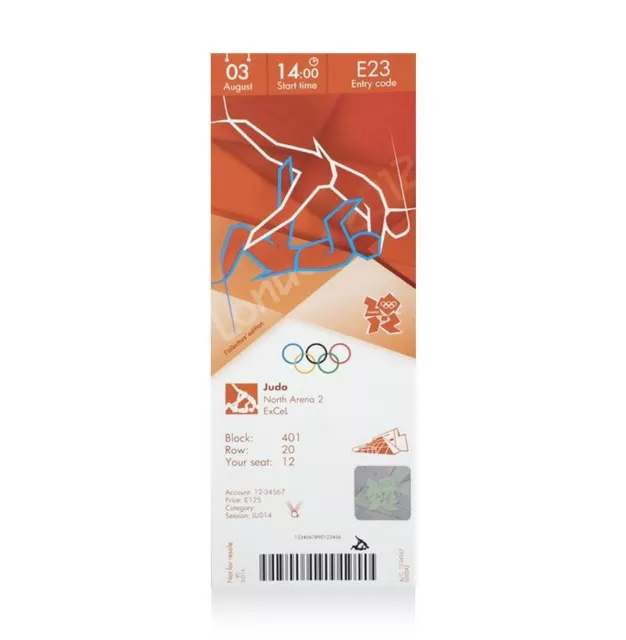 UNSIGNED London 2012 Olympics Ticket: Judo, August 3rd  Autograph