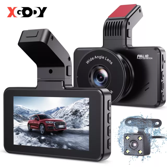 XGODY 2 canali dashcam doppia fotocamera 1080P registratore auto sensore G registrazione loop