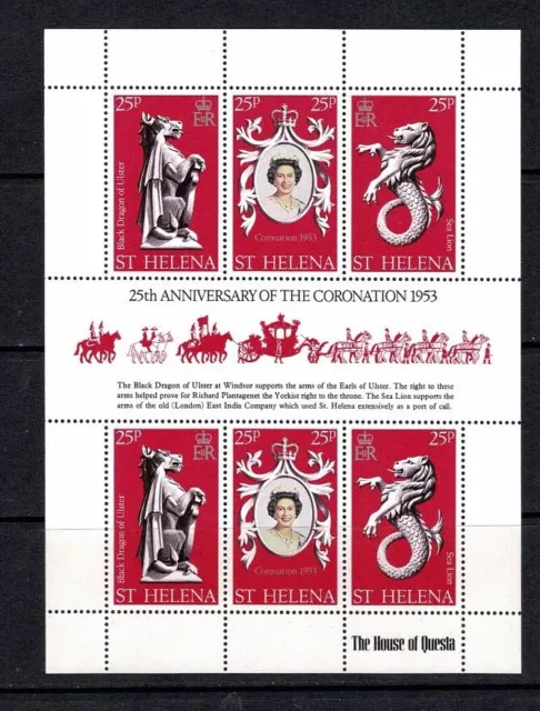 St Helena 1978 25Th Anniversary Coronation House Of Questa Sheetlet Mnh