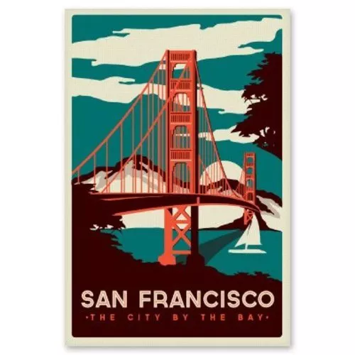 San Francisco City by the Bay Vintage Poster Car Vinyl Sticker - SELECT SIZE