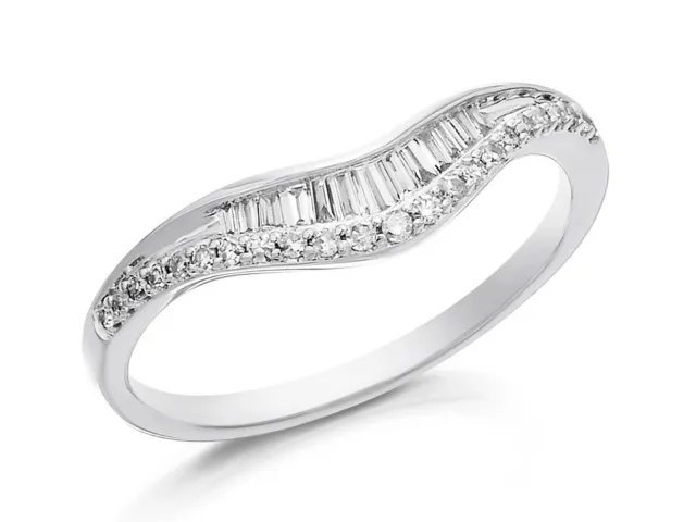 F.Hinds 9ct White Gold Baguette Diamond Wishbone Ring 20pts Jewelry Women Gift