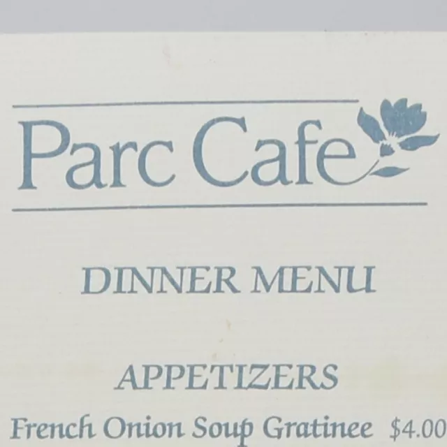 1993 Parc Cafe Restaurant Menu Hotel 2233 Helumoa Road Waikiki Honolulu Hawaii