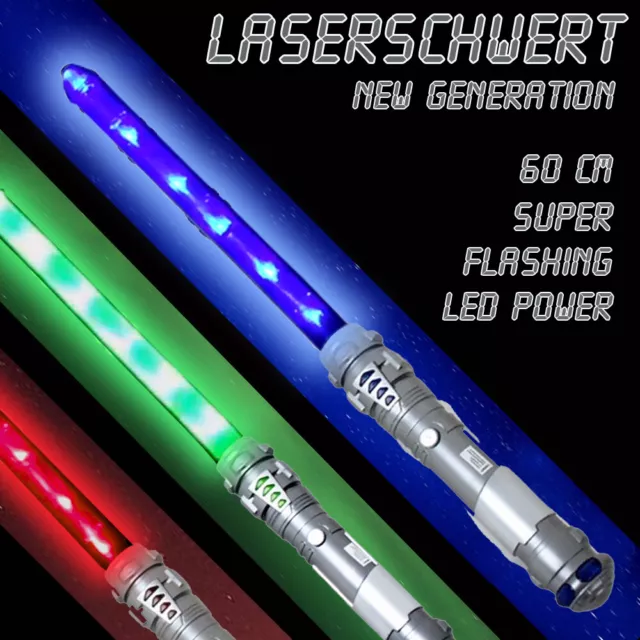 60 cm Laserschwert Lichtschwert Klinge Sound viele Lichteffekte blau rot grün