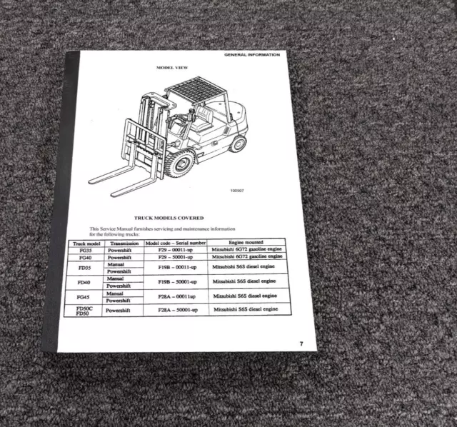 Mitsubishi FD35 Forklift w S6S Chassis & Mast Service Repair Manual 00011-Up