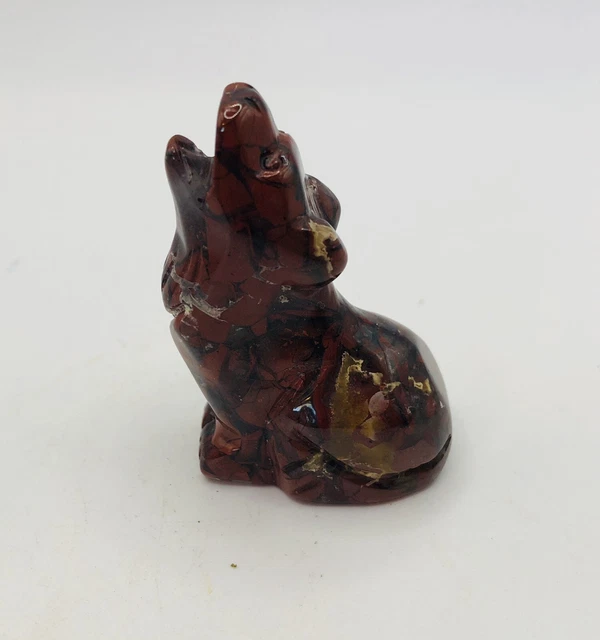 Natural Red Jasper Quartz Crystal Hand Carved Wolf Reiki Healing 1pc