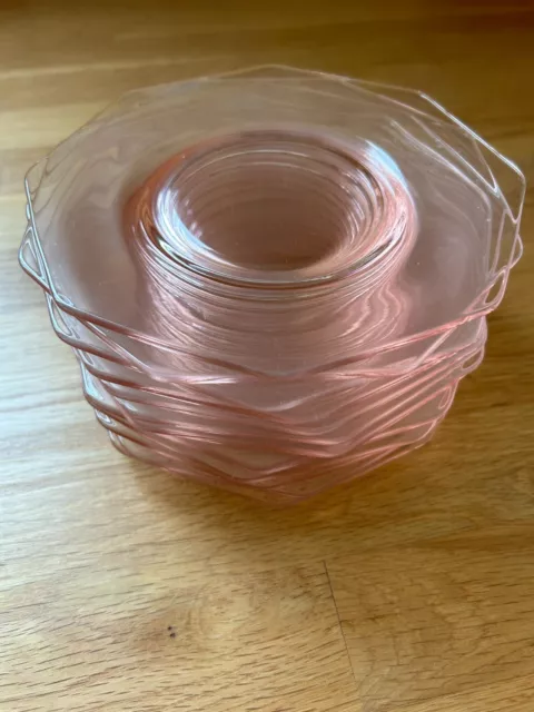 Pink Depression Glass Side Salad Plates Vintage Cambridge Decagon 7" Set of 12