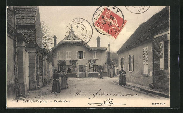 CPA Cauvigny, Rue de Mouy, Frauen auf der Strasse 1916