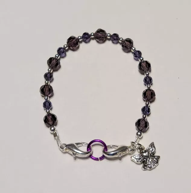 Amethyst Purple Round Crystal Glass Beads Medical Alert ID Replacement Bracelet Amethyst Purple Round Crystal Glass Beads Medical Alert ID Replacement Bracelet