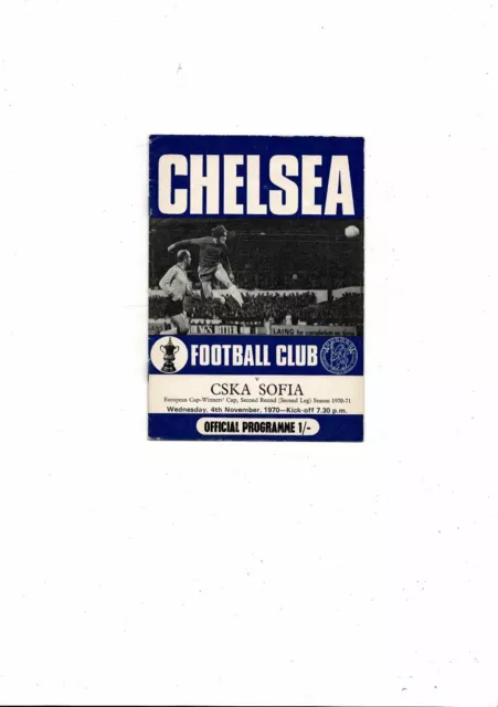 Chelsea v CSKA Sofia European Cup Winners Cup Football Programme 1970/71