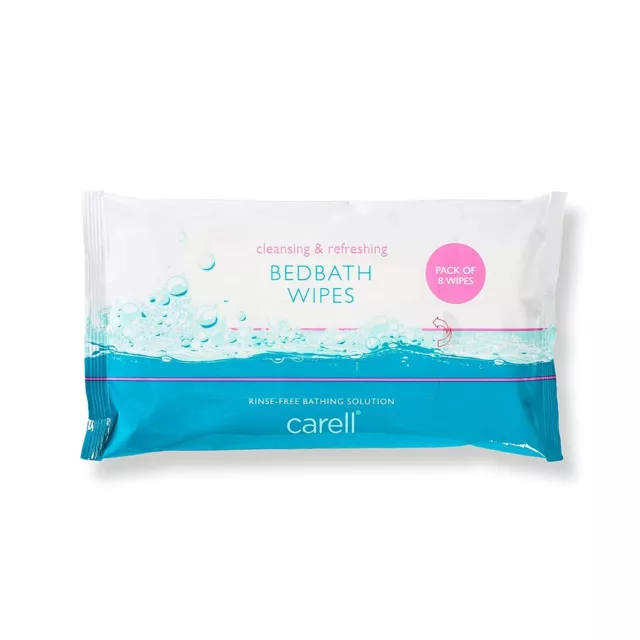 Carell Waterless No Rinse  Bed Bath Body Wipes Pack of 8 CBB8