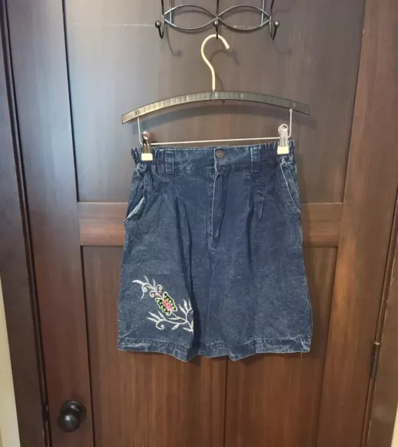 EUC 80s Vintage Women's Mom High-Rise Denim Shorts Butterfly Gems Size Small