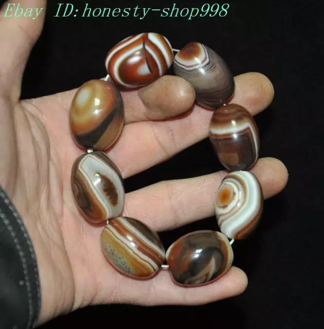 4.8'' China Natural Agate Onyx carved exorcism Bracelet hand chain amulet statue