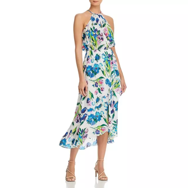 Parker Womens Dottie White Silk Blend Floral High/Low Halter Dress XS BHFO 5738