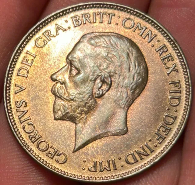 1929 King GEORGE V 1d ONE PENNY Coin - Brilliant - UNC - MASTER GRADE!