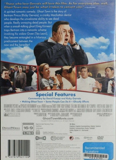 GHOST TOWN DVD- Comedy Movie - Ricky Gervais - Region 4 - NEW $14.95