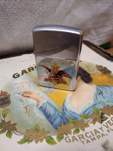 Vtg1993 Anheuser Busch Budweiser Eagle Zippo Lighter Polished Chrome 1992 Insert