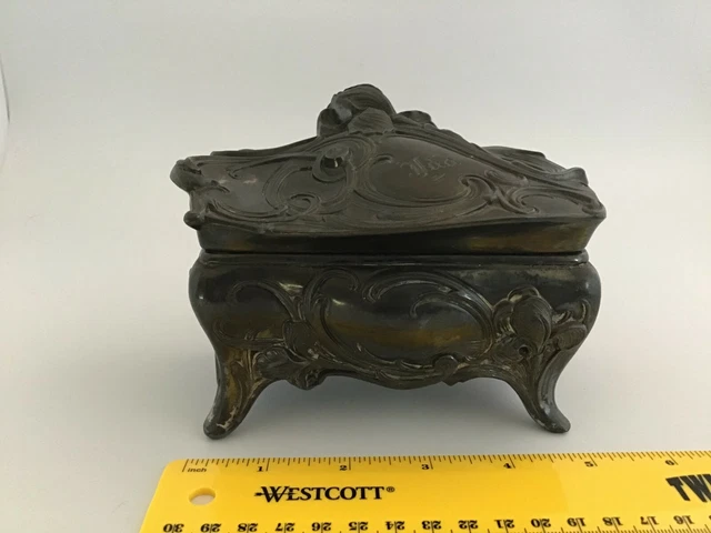Jewelry Casket - Art Deco - Floral Trinket Box - Victorian Jewelry Box - Vintage