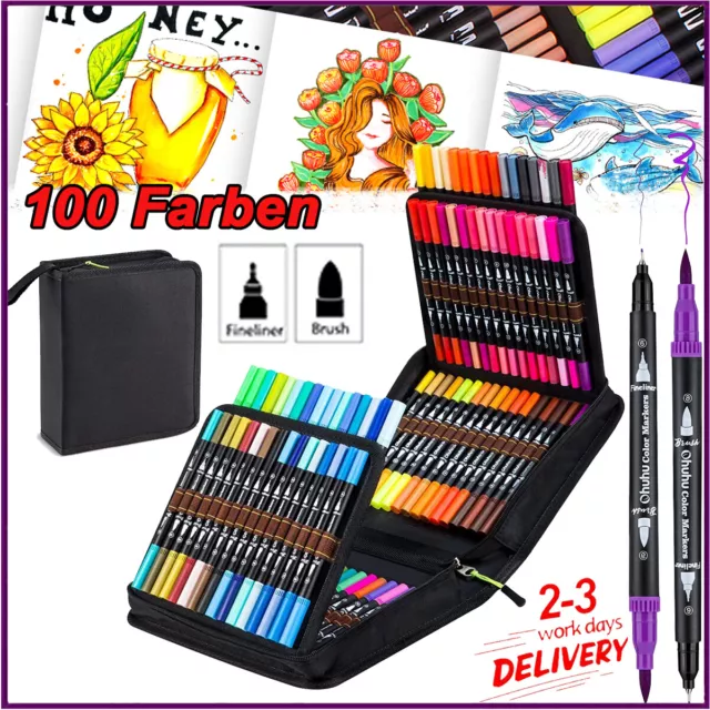 100x Acrylstifte Marker Set Wasserfest Pen Acrylic Stein Keramik handwerk Kuns D