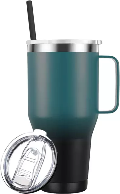 40Oz Coffee Mug Tumbler with Handle.Insulated Travel Mug with Lid and Straw.Sta