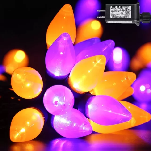 C7 Halloween Strawberry String Lights 50 LED 24Ft Orange Purple Party Light