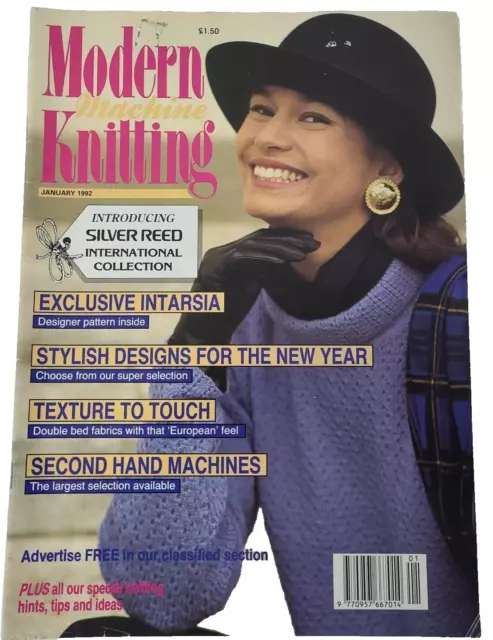 Modern Machine Knitting Magazine Vintage Patterns January 1992 Beautiful Knits