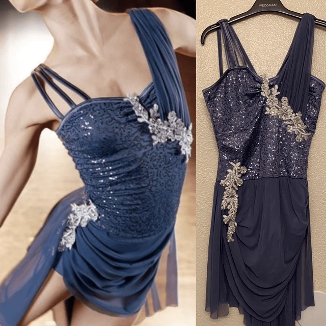 Weissman dance costume blue purple mesh dress Old Friends 10389 Adult SA
