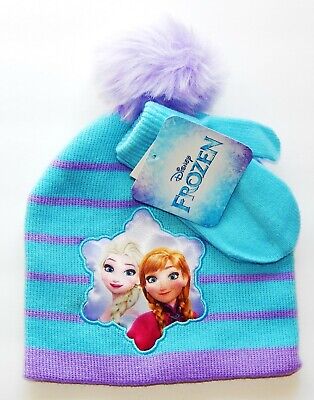 Disney Girls Frozen Set di 2 o 3 pezzi invernali Elsa Anna lavorato a maglia cappello sciarpa guanti 