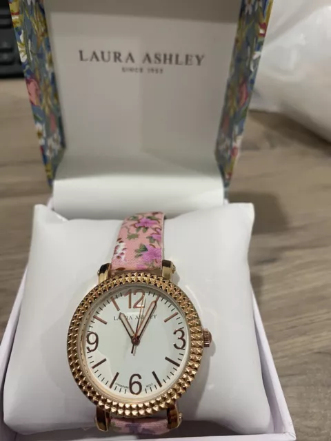 NWT LAURA ASHLEY Pink Floral Band Fluted bezel-  MSRP-$295