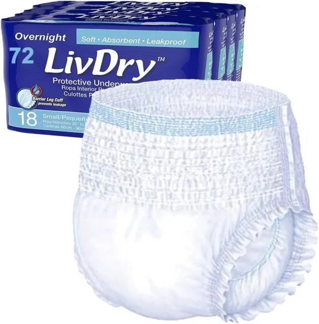 Ropa interior Livdry S para incontinencia, absorción de comodidad durante la noche, protección contra fugas
