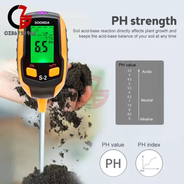 5 in 1 Soil PH Tester Moisture Sunlight Light Test Meter for Garden Plant Lawns