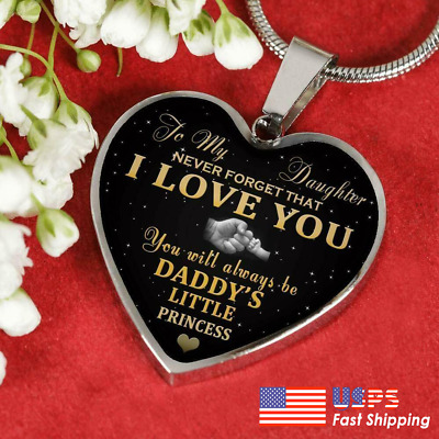 To My Daughter Heart Pendant Necklace - Daddy's Little Princess - from Father