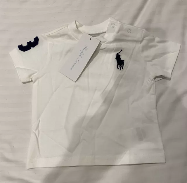 RALPH LAUREN White Baby Boy T-Shirt Size 6 Months BNWT