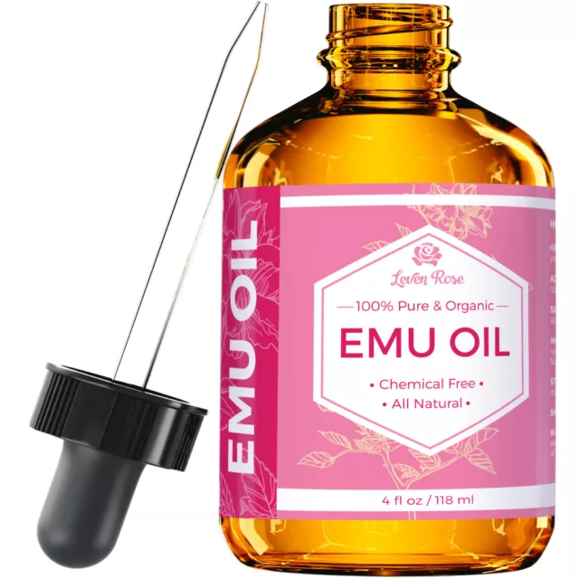 Pure Emu Oil by Leven Rose - Pure, Cold Pressed - 4 oz
