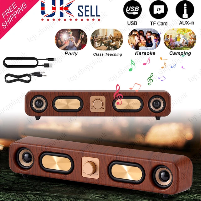 Altoparlanti Bluetooth Smalody In Legno Retro – 20W Stereo, Batteria 2000mAh, FM, USB/AUX, Design Vintage Per PC E Smartphone