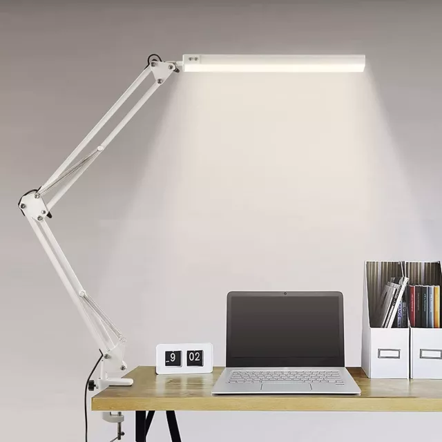 LED Desk Lamp with Clamp, Swing Arm Desk Lamp, Eye-caring Dimmable Desk Light w