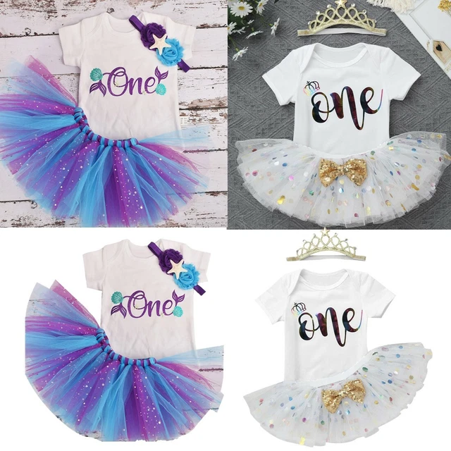Abito abito festa per bambine 1 ° compleanno tuta top tutù vestiti