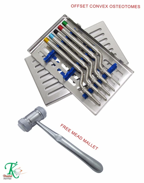 Kit D'ostéotomes Coudés Concaves Pour Levage De Sinus - 5 Pièces, Acier Inoxydable, Marque TK, Neuf