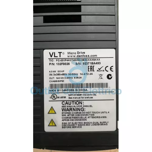 Danfoss 132F0026 Vlt Micro Drive Inverter FC-051P4K0T4E20H3BXCXXXSXXX 4KW 380V 2