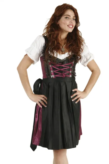 Dirndl Damen Trachtenkleid Lila schwarz 3 Tlg. Gr.44  3942