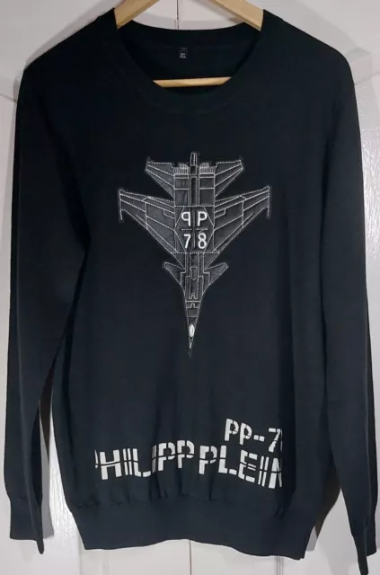 PHILIPP PLEIN Rare Down Jet PP-78 Black Men's Cotton Jumper Sweater LARGE - XL