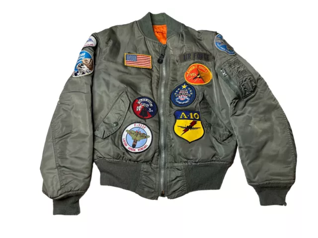 VINTAGE ALPHA INDUSTRIES MA-1 USAF Flight Bomber Jacket Military ...