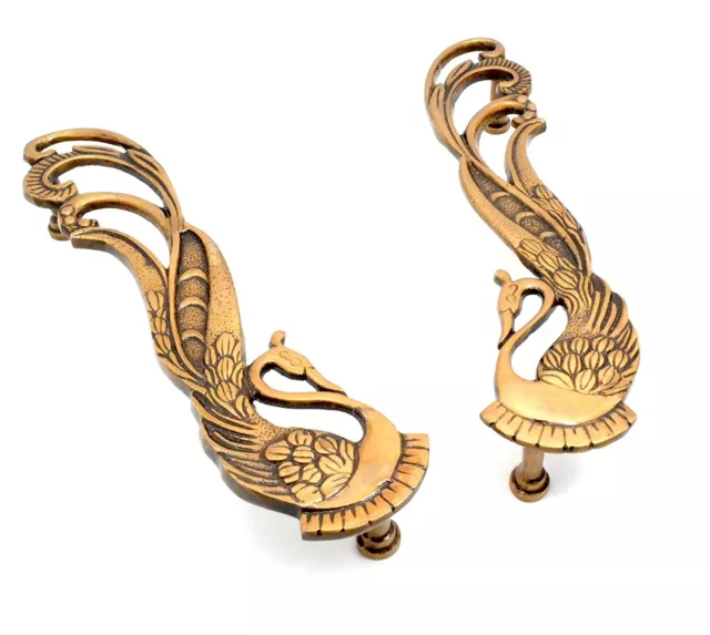 Peacock Design 11 Inches Brass Door Handle Pair Material Brass Standard 3