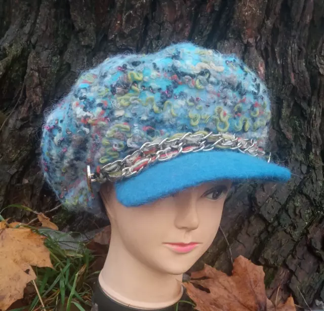 Gorra de fieltro para mujer con visera.gorra de gran tamaño.gorro de...