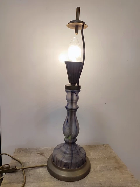 Ancien Pied De Lampe Pâte De Verre Jaune – Verrerie De Villers Nancy