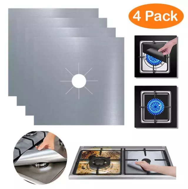 🔥4x Reusable Gas Cooker Stove Hob Protector Liner Non Stick Reversible Cover UK