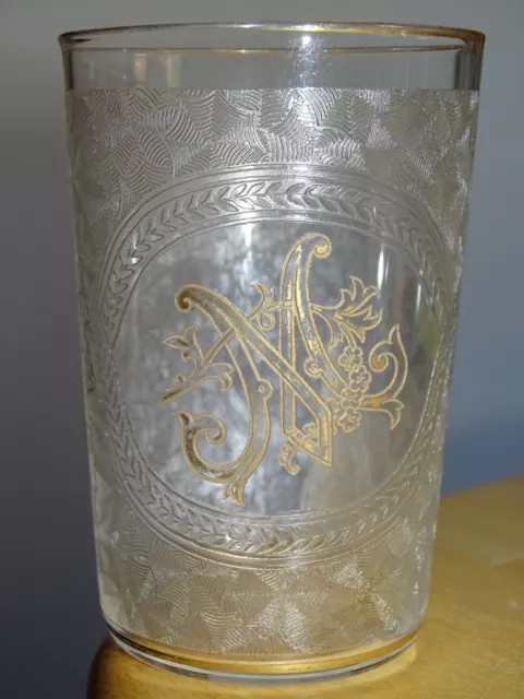 St Louis Ancien Verre Vin Eau The Souvenir Cristal Gravure Givre Gold Monogramme