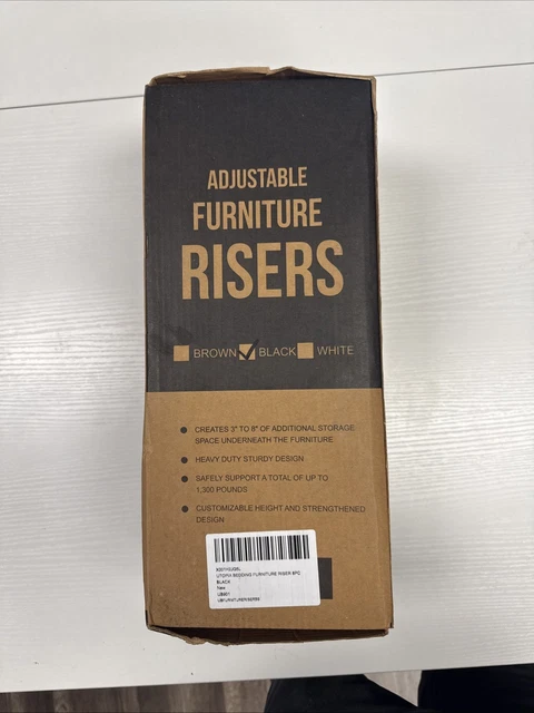 BED FURNITURE RISERS 8 Piece Set - Adjustable to 8, 5 or 3 Inch Heights ...