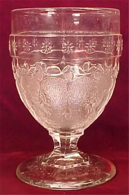 Leaf & Dart Water Goblet Richards & Hartley EAPG Clear Glass Low Stem Antique