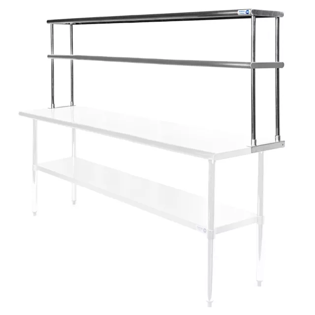 Commercial Stainless Steel Kitchen Prep Table Wide Double Overshelf - 30" x 72"