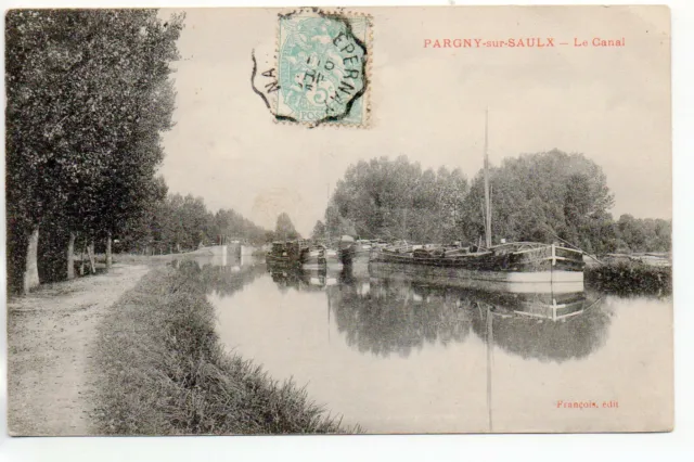 PARGNY SUR SAULX - Marne - CPA 51 - Vue du Canal - des péniches